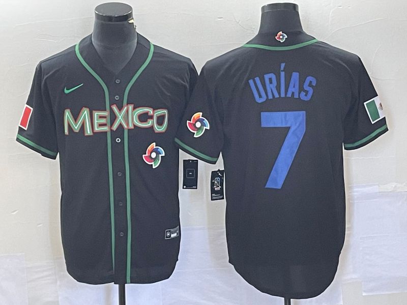 Men 2023 World Cub Mexico #7 Urias Black blue Nike MLB Jersey15->more jerseys->MLB Jersey